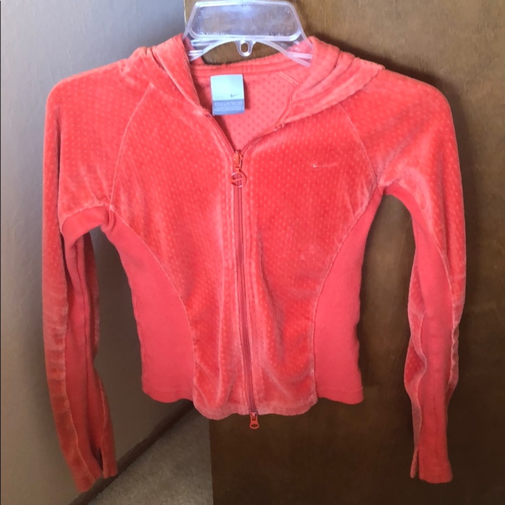 Nike Orange velour hoodie sports jacket. XS